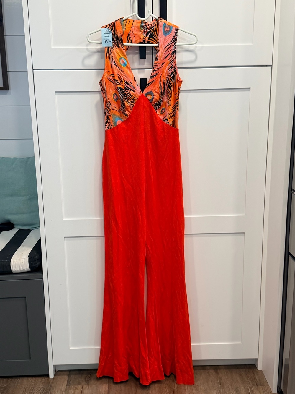 Vintage 1970s Frederick’s of Hollywood Red Orange Palazzo Jumpsuit small/4